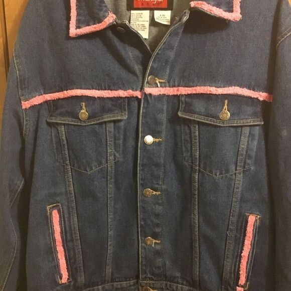 Wrangler Western Cowgirl Vintage Women's Blue and Pink Denim Jean Jacket L - Picture 4 of 7